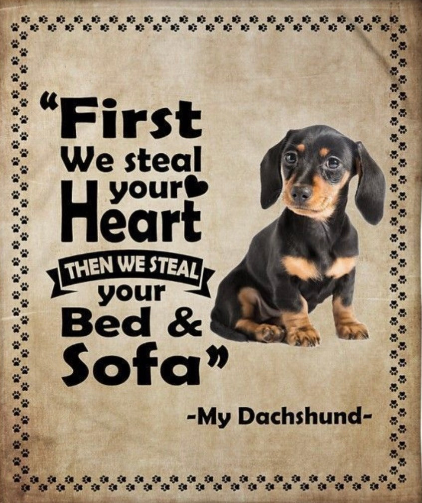 Decoupaged Dachshund Wooden Plaque.