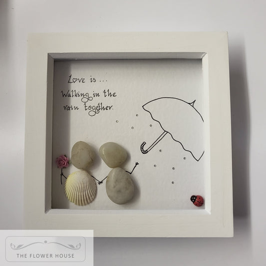 Pebble Art "Love Is Walking In The Rain Together"