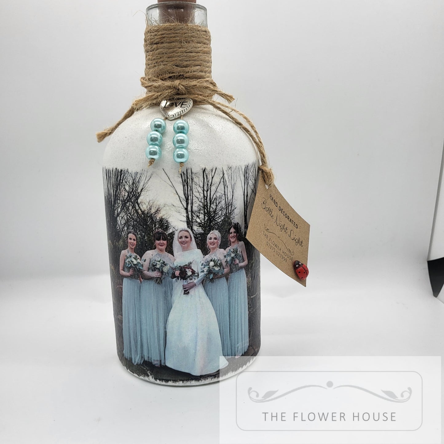 Personalised Decoupaged Coloured Photo Light Up Bottle