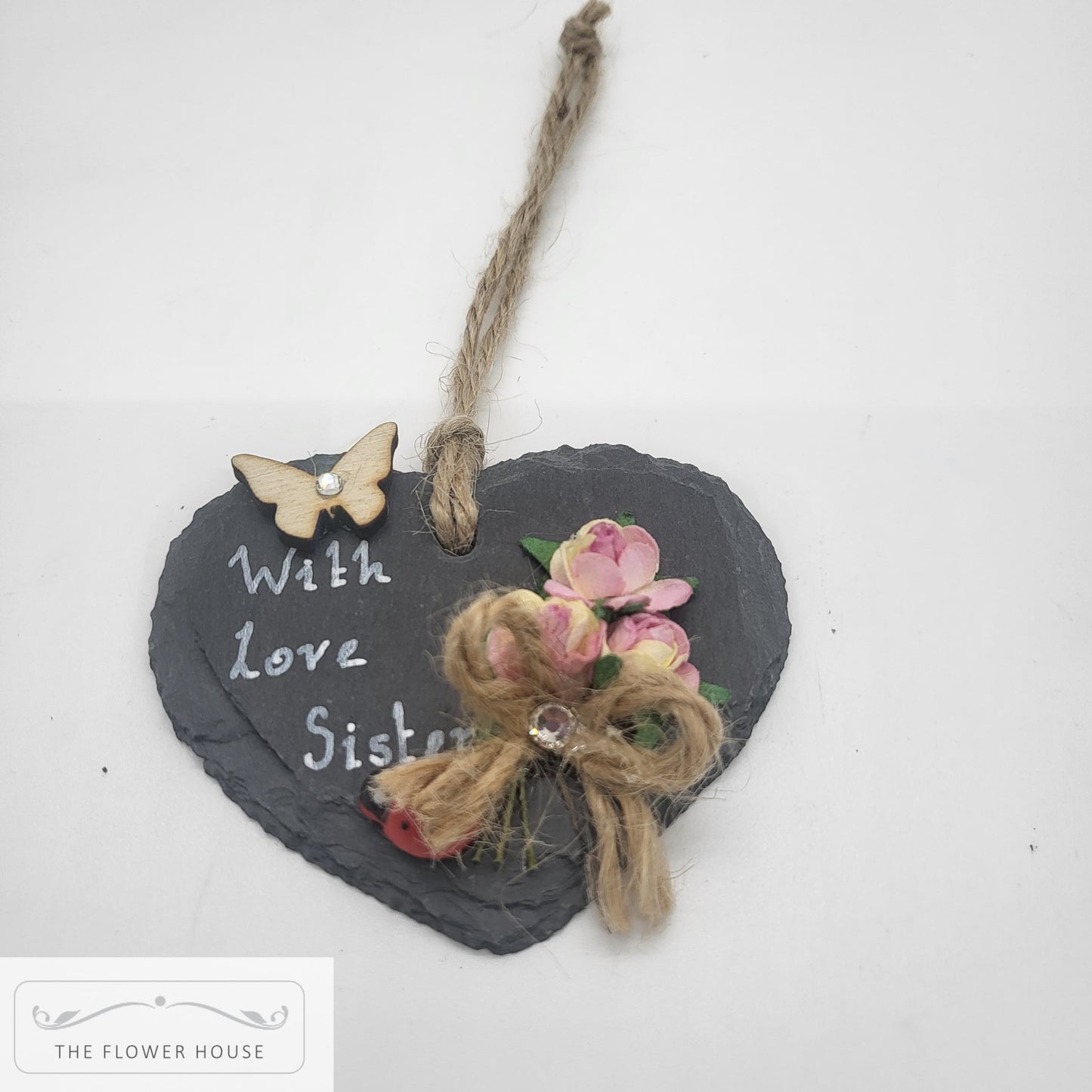 Personalised Hanging Slate Hearts "With Love"